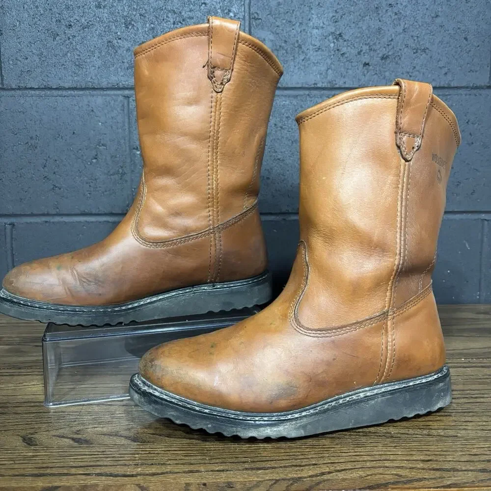 Wolverine Men’s 10.5 EW Brown Leather Wellington Pull On Work Boots W04685